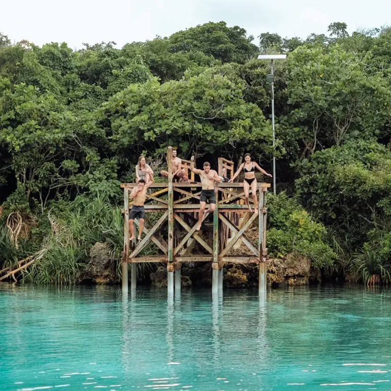 Swim in turquoise saltwater lagoons.