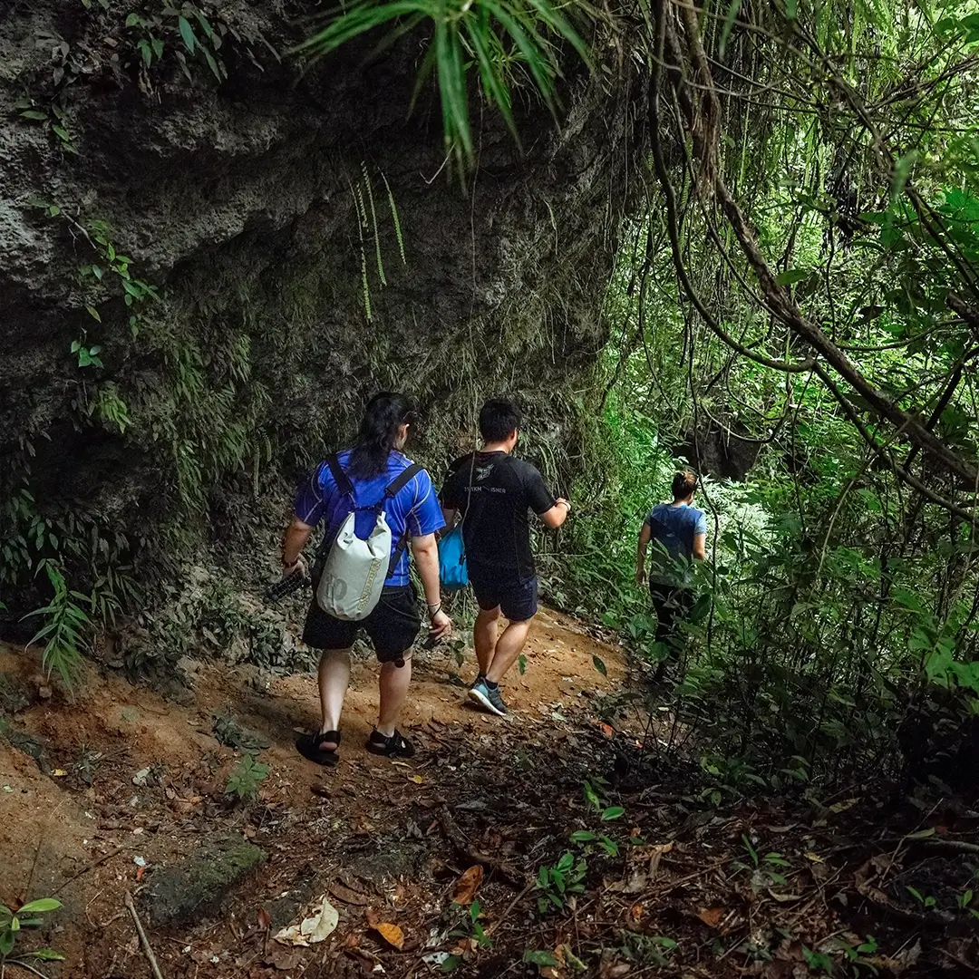 Short jungle trek before the tubing adventure begins.